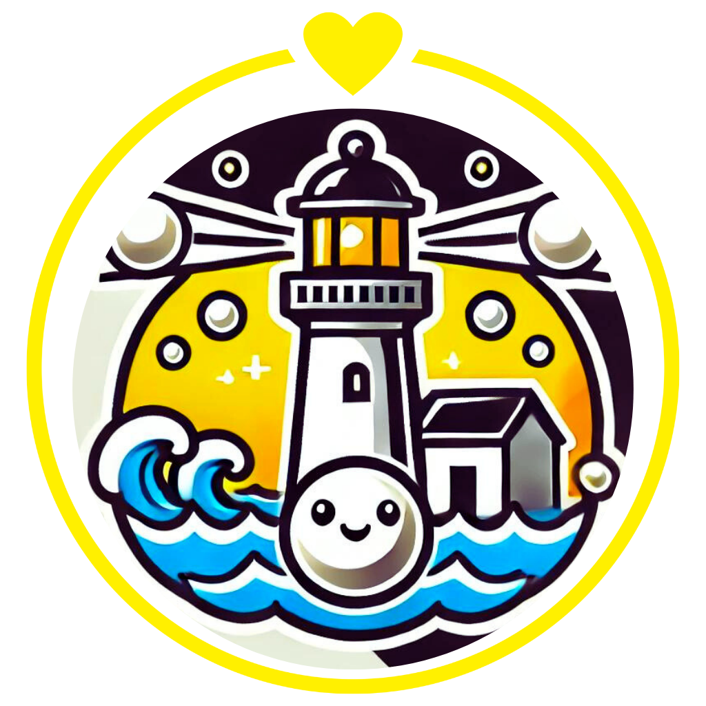 丸光パールかわいい真珠キャラクターと大王崎灯台イラスト